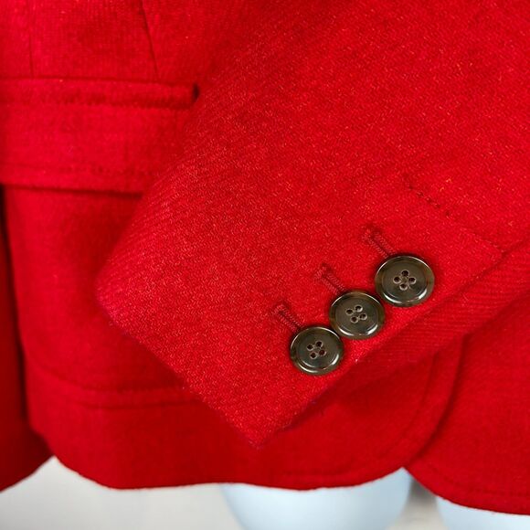 Talbots Classic 2 Button Red Wool Blend Blazer size 10P - Picture 4 of 16